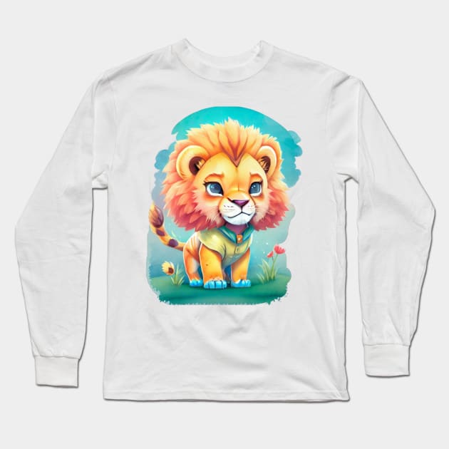 colorful cute lion Long Sleeve T-Shirt by A&A